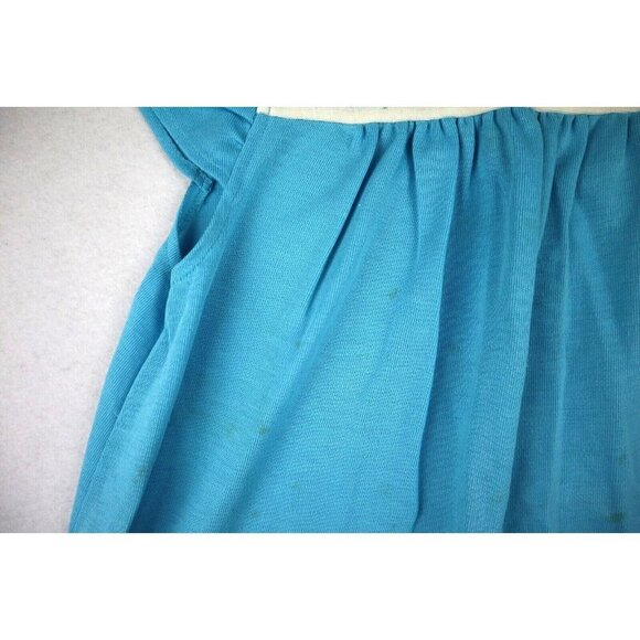 VINTAGE 1960'S 1970'S  GIRL'S BLUE EMBROIDERED DRESS - SIZE M - SPOTS - Picture 4 of 12